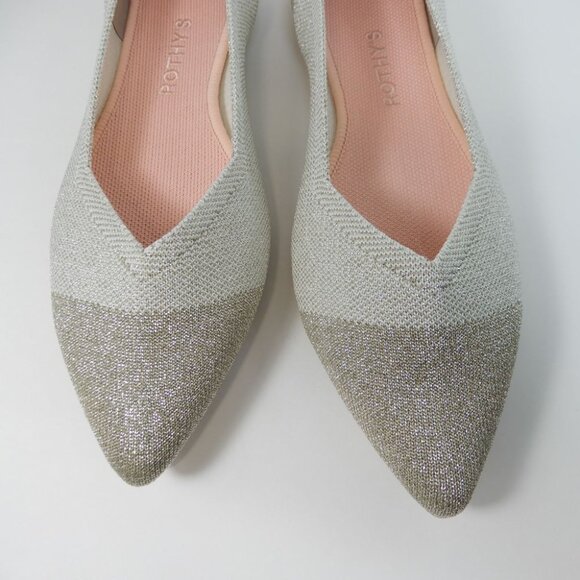 Rothy's The Pointed Toe Ballet Flat Slip On Sz 11.5 Diamond Metallic Shimmer NEW - Picture 5 of 15